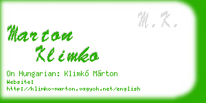 marton klimko business card